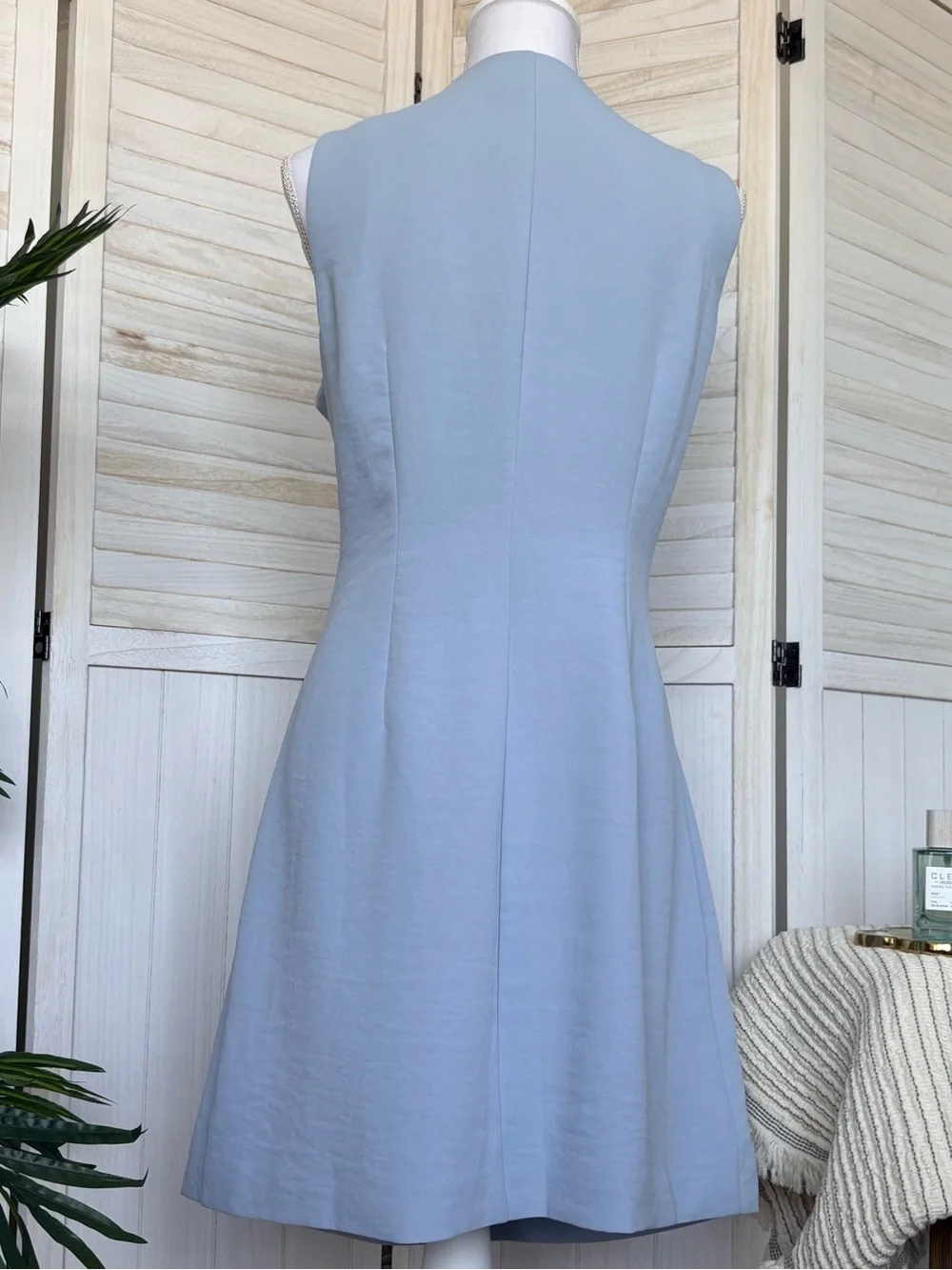 Abercrombie & Fitch Light Blue A-Line Mini Dress Square Neck Button Front LT